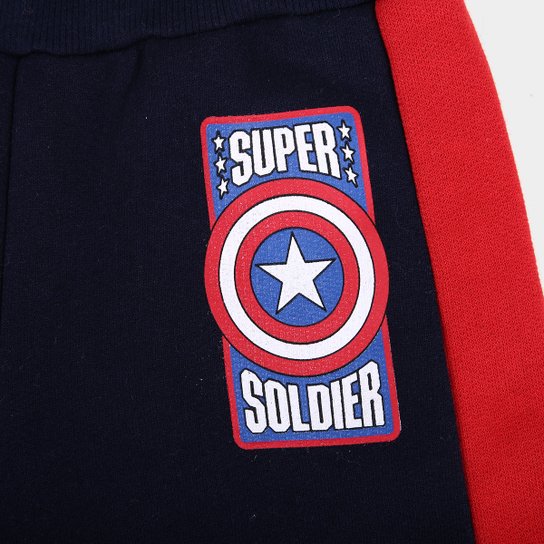 Kit Calça Moletom Infantil Peluciado Marvel Avengers I Menino - 2 Peças