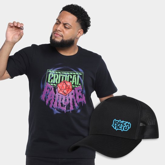 Kit Camiseta NerdStore Critical Failure + Boné Jovem Nerd Trucker
