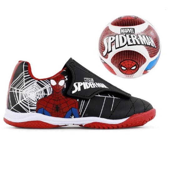 Kit Chuteira + Bola Dray Marvel - Homem Aranha - Preto
