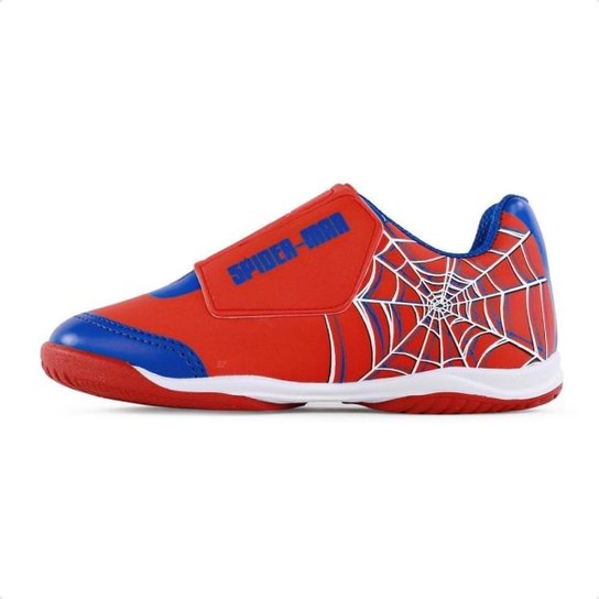 Kit Chuteira Futsal + Bola Dray Marvel - Homem Aranha - Azul e Vermelho