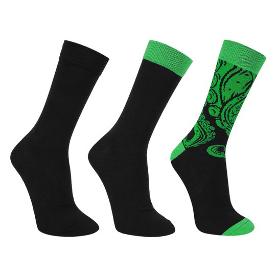 Kit Meia NerdStore - Cthulhu - Jovem Nerd - Cano longo - 3 pares