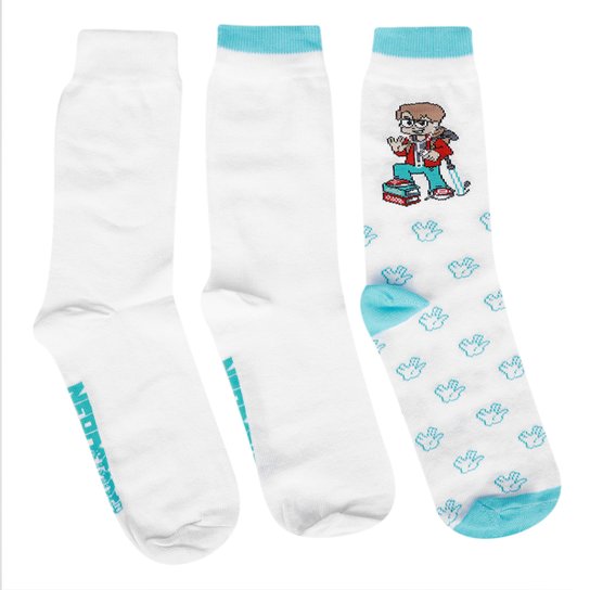 Kit Meia NerdStore - Nerdinho - Jovem Nerd - Cano longo - 3 pares