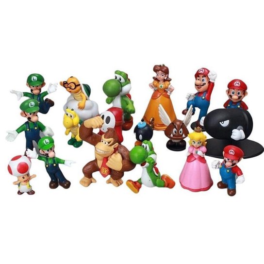 Kit Miniaturas Figuras Super Mario Bros - 18 miniaturas