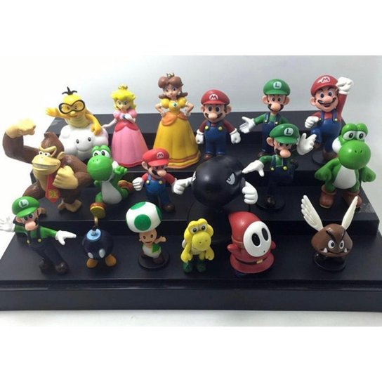 Kit Miniaturas Figuras Super Mario Bros - 18 miniaturas