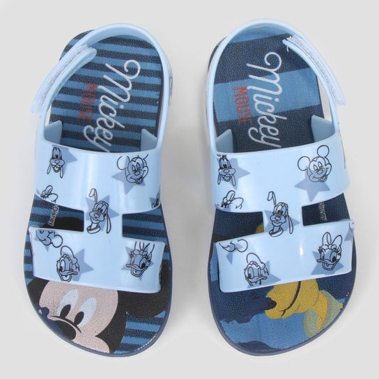 Kit Sandália Bebê Grendene Kids Mickey Masculina + Carrinho Pluto