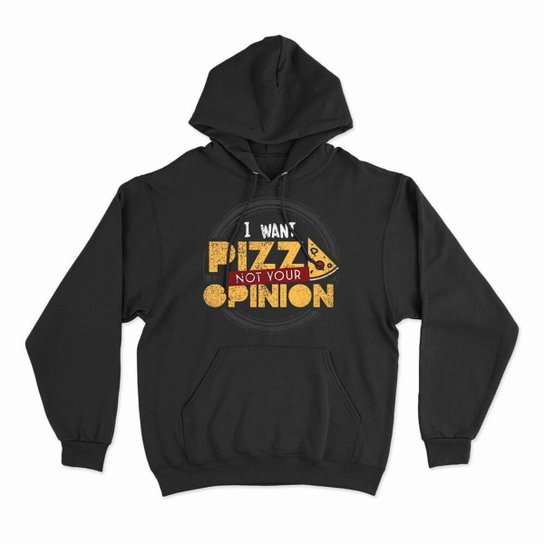 Moletom Studio Geek Com Capuz I Want Pizza Unissex