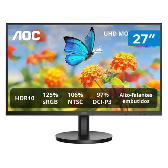 Monitor 60Hz 4K UHD Widescreen 4ms AOC Série B3 U27B3A/57 27" IPS LED 2 HDMI