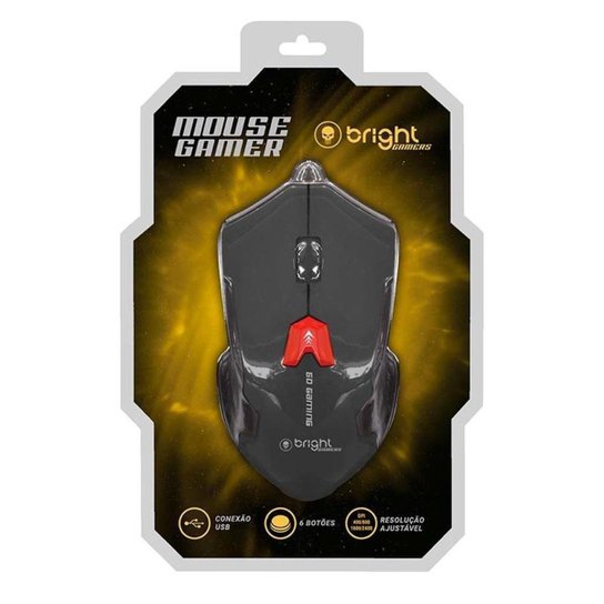 Mouse Gamer Usb Preto com Controle de DPI Macro 6 Botões 462 Bright