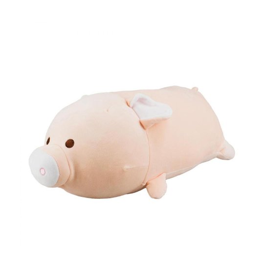 Porco Rosa Deitado Cilíndrico 38cm