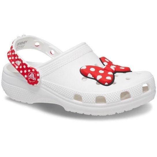 Sandália crocs disney minnie mouse classic clog t white/red