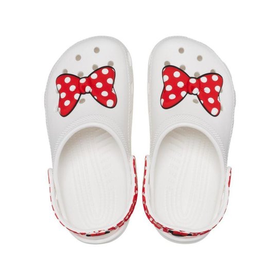 Sandália crocs disney minnie mouse classic clog t white/red
