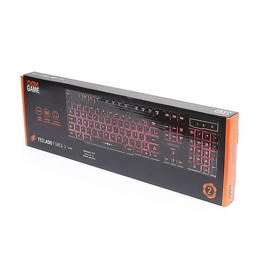 Teclado Gamer Force-X Usb Led 3 Cores OEX Game Tc201 Preto