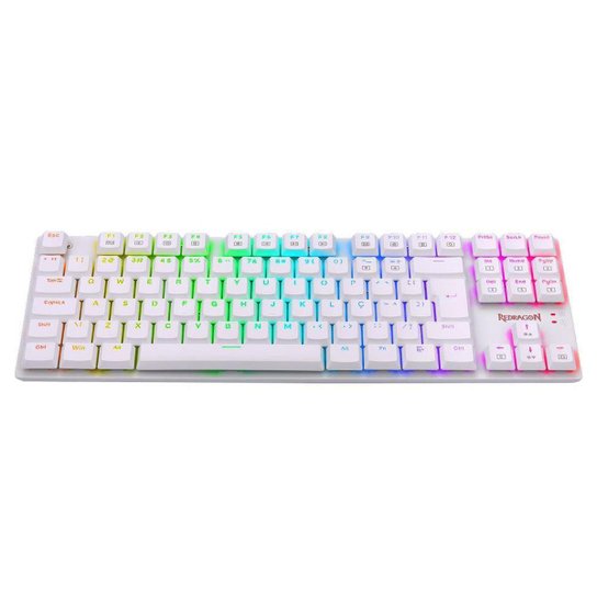 Teclado Mecânico Gamer Redragon APS, RGB, Switch Blue, TKL, ABNT2, Branco - Branco - Único - Uniss