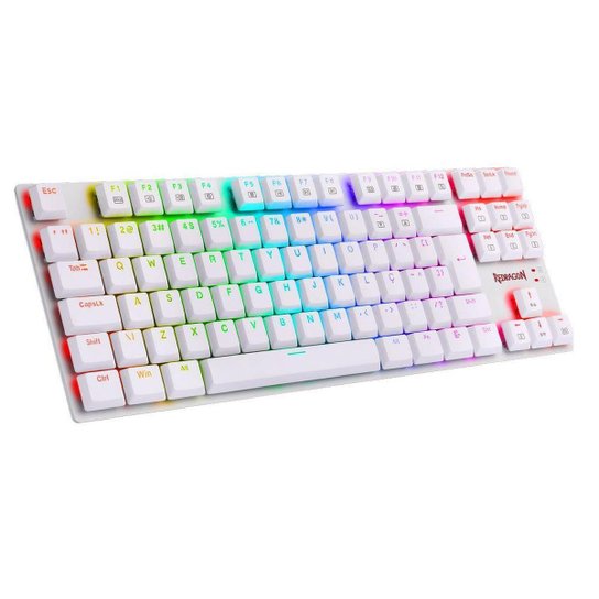 Teclado Mecânico Gamer Redragon APS, RGB, Switch Blue, TKL, ABNT2, Branco - Branco - Único - Uniss