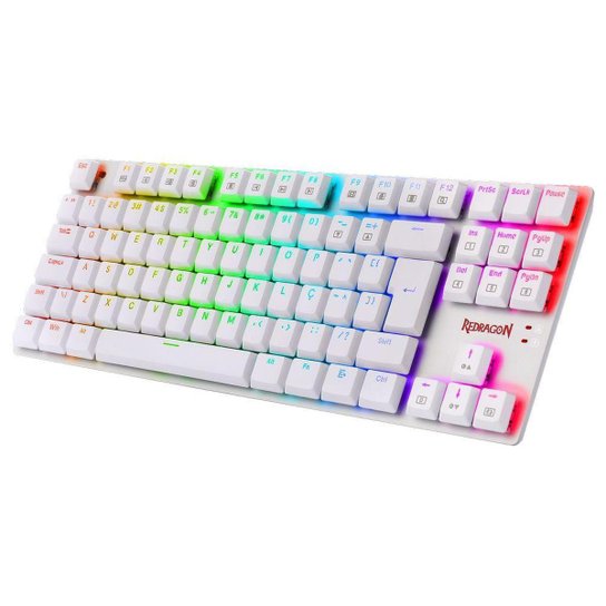 Teclado Mecânico Gamer Redragon APS, RGB, Switch Blue, TKL, ABNT2, Branco - Branco - Único - Uniss