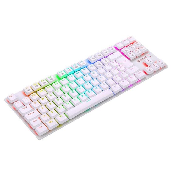Teclado Mecânico Gamer Redragon APS, RGB, Switch Blue, TKL, ABNT2, Branco - Branco - Único - Uniss