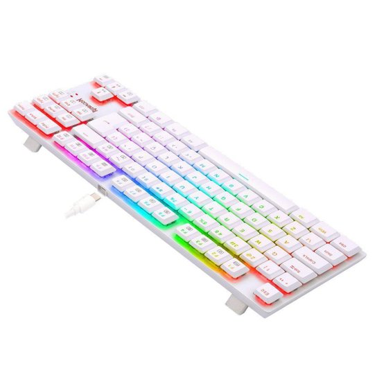 Teclado Mecânico Gamer Redragon APS, RGB, Switch Blue, TKL, ABNT2, Branco - Branco - Único - Uniss
