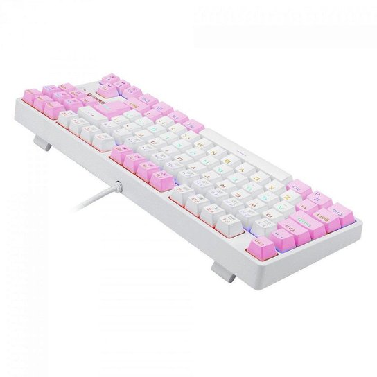 Teclado Mecânico Gamer Redragon Daksa, Rainbow, Switch Brown Removíveis, ABNT2, White/Pink - Branc