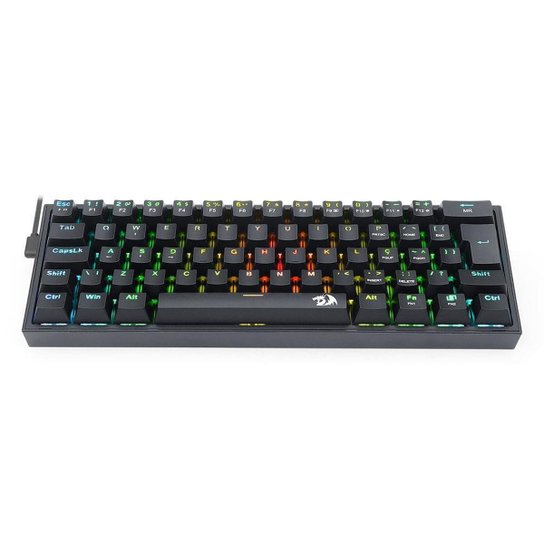 Teclado Mecânico Gamer Redragon Fizz Preto RGB Switch Blue ABNT2