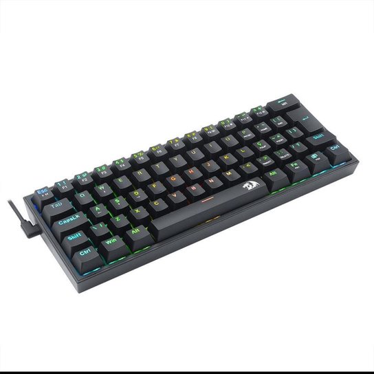 Teclado Mecânico Gamer Redragon Fizz Preto RGB Switch Blue ABNT2