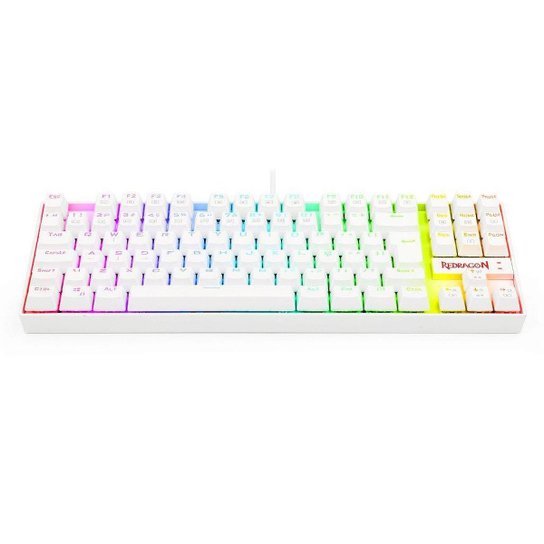 Teclado Mecânico Gamer Redragon Kumara, Anti-Ghosting, RGB, Switch Outemu Brown, ABNT2, Branco - Br