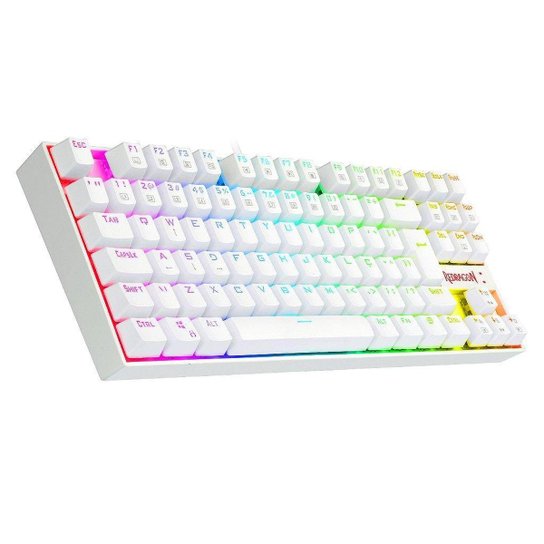 Teclado Mecânico Gamer Redragon Kumara, Anti-Ghosting, RGB, Switch Outemu Brown, ABNT2, Branco - Br