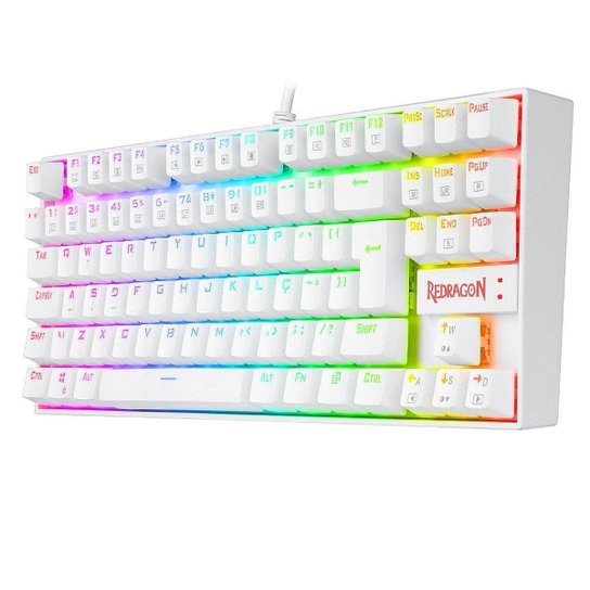 Teclado Mecânico Gamer Redragon Kumara, Anti-Ghosting, RGB, Switch Outemu Brown, ABNT2, Branco - Br
