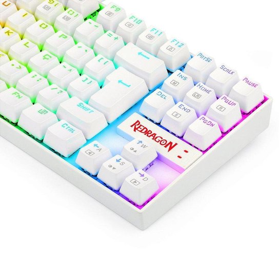 Teclado Mecânico Gamer Redragon Kumara, Anti-Ghosting, RGB, Switch Outemu Brown, ABNT2, Branco - Br