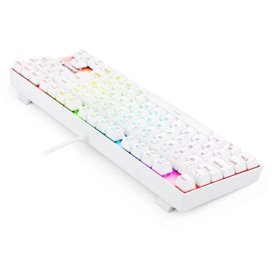 Teclado Mecânico Gamer Redragon Kumara, Anti-Ghosting, RGB, Switch Outemu Brown, ABNT2, Branco - Br