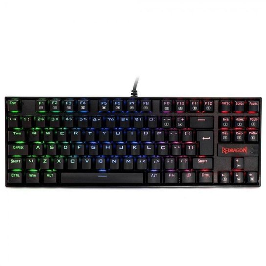 Teclado Mecânico Gamer Redragon Kumara RGB Preto Switch Azul ABNT2