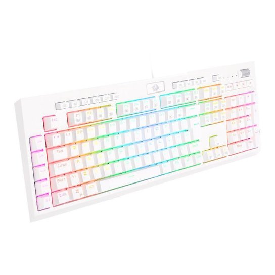 Teclado Mecânico Óptico Gamer Redragon Brahma Pro RGB, Switch Red, White, ABNT2