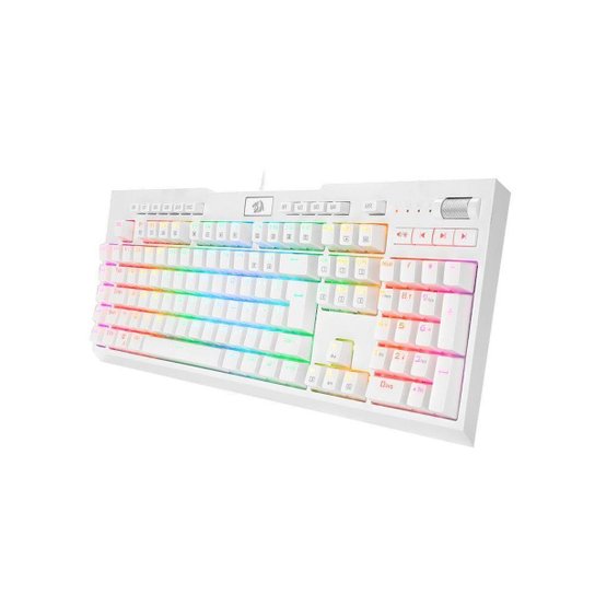 Teclado Mecânico Óptico Gamer Redragon Brahma Pro RGB, Switch Red, White, ABNT2