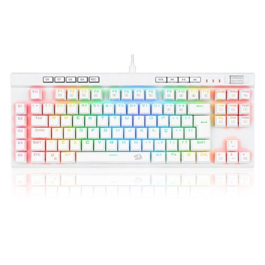 Teclado Óptico Gamer Redragon Magic-Wand PRO RGB Switch Azul, ABNT2, Branco