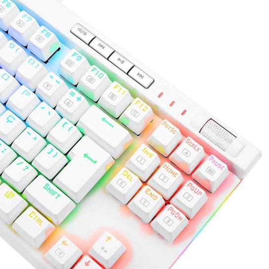 Teclado Óptico Gamer Redragon Magic-Wand PRO RGB Switch Azul, ABNT2, Branco