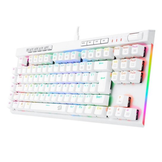 Teclado Óptico Gamer Redragon Magic-Wand PRO RGB Switch Azul, ABNT2, Branco
