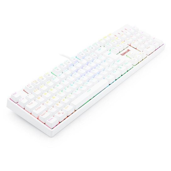 Teclado Óptico Gamer Redragon Surara Pro RGB, Switch Azul, ABS Doubleshot, Branco, ABNT2