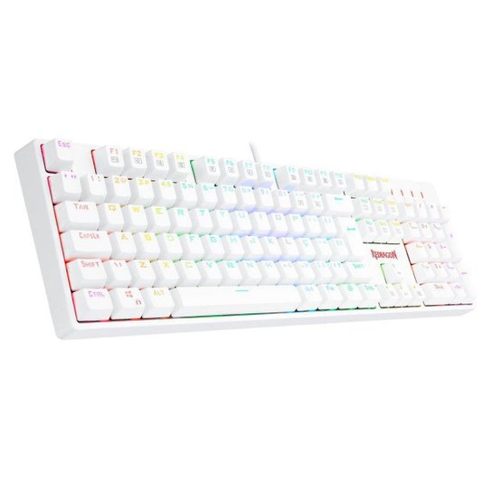 Teclado Óptico Gamer Redragon Surara Pro RGB, Switch Azul, ABS Doubleshot, Branco, ABNT2