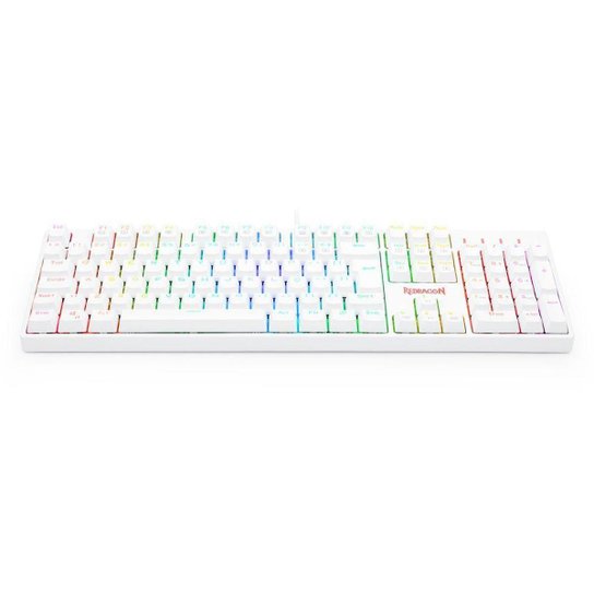 Teclado Óptico Gamer Redragon Surara Pro RGB, Switch Azul, ABS Doubleshot, Branco, ABNT2
