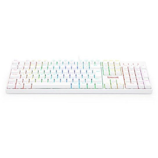 Teclado Óptico Gamer Redragon Surara Pro RGB, Switch Vermelho, ABNT2, Keycaps ABS Doubleshot, Branco