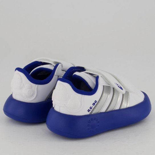 Tênis Adidas Grand Court Star Wars Droids R2-D2 Infantil Branco e Azul