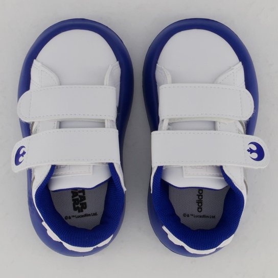 Tênis Adidas Grand Court Star Wars Droids R2-D2 Infantil Branco e Azul