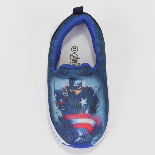 Tênis Infantil Marvel Capitão América Sem Cadarço Menino